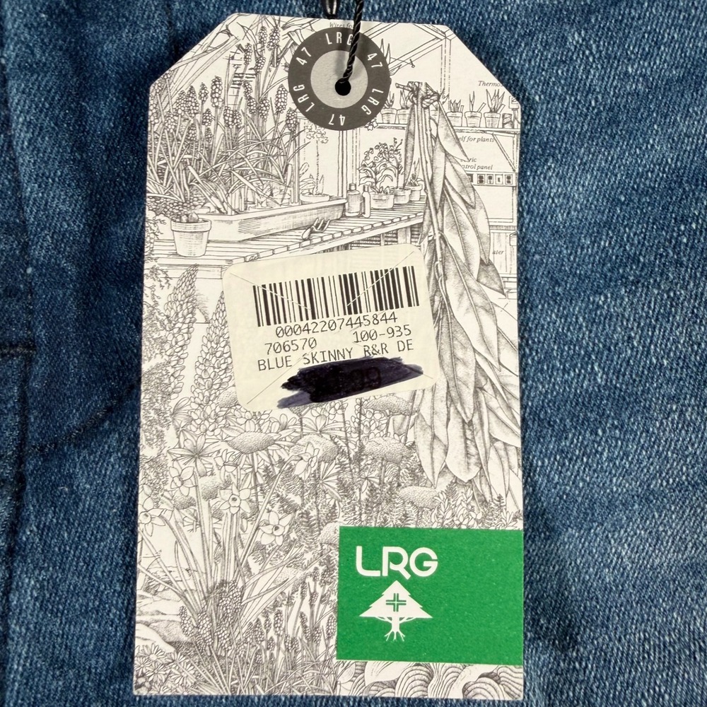LRG Skinny Fit Jeans Mens 34 X 31 Blue Distressed Ripped Denim 100-935 NEW - Picture 3 of 13